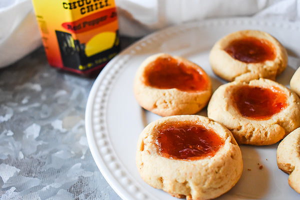 Red Pepper Jelly Thumbprint Cookies