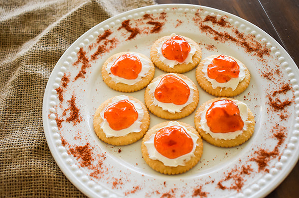 Red Pepper Jelly with Cream Cheese and Crackers