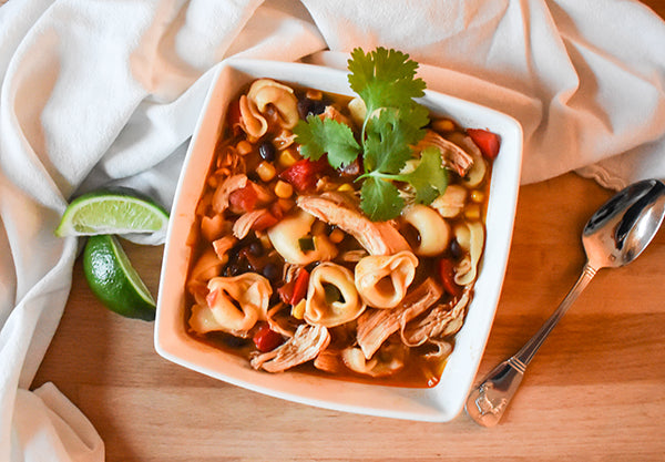 Southwest Chicken Tortellini Soup