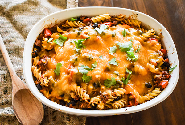 Bison Taco Pasta Bake