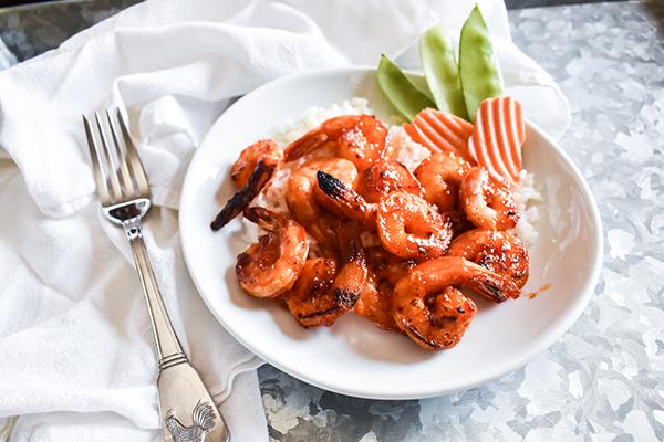Sweet and Spicy Shrimp in Red Pepper Jelly Glaze