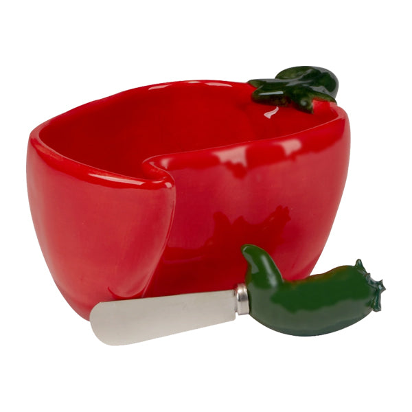 Chili Pepper Bowl and Spreader Set