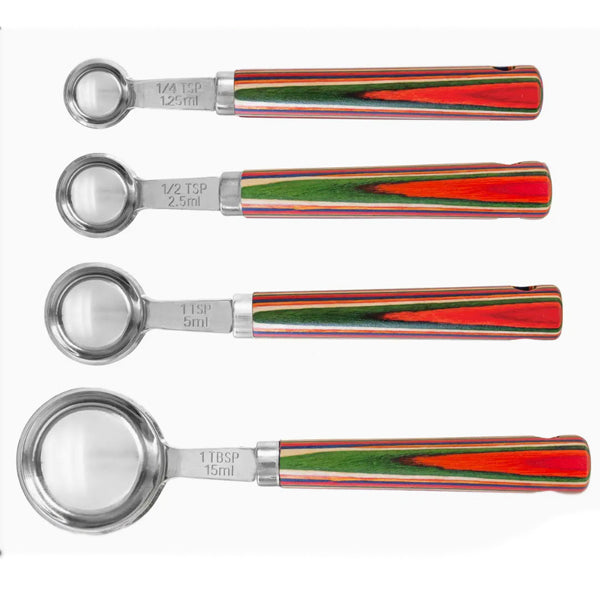 4 Piece Measuring Spoon Set with Wooden Handle